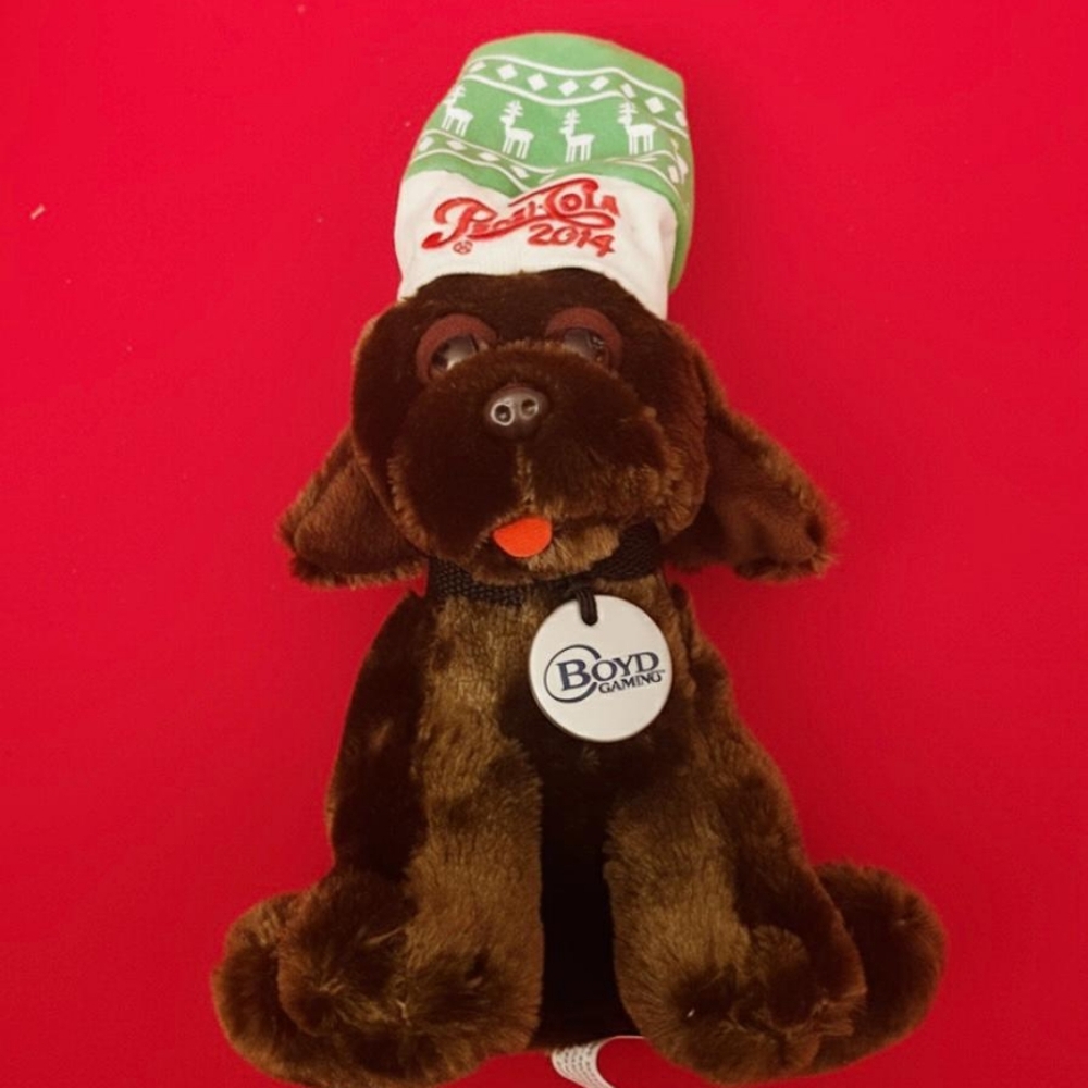 NWOT, PEPSI COLA CHRISTMAS 2014 PUPPY DOG PLUSH, APPROX. 10" TALL.